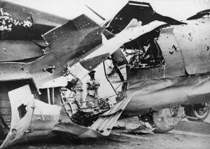 Damaged Prints: This US plane received a direct hit over Debreczen rail yards in Hungary
