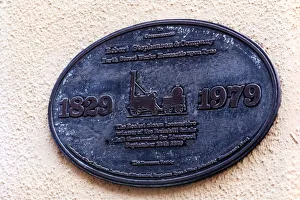 A plaque fixed to George Stephensons South Street Works in Newcastle on 9th June