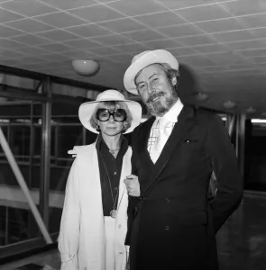 Playwright John Osborne and his wife actress Jill Bennett left Heathrow Airport today for