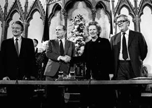 PM Margaret Thatcher with President Francois Mitterrand after signing the Channel Tunnel