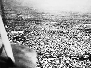 The pock marked landscape of the Somme Battlefield created by artillery shells seen here