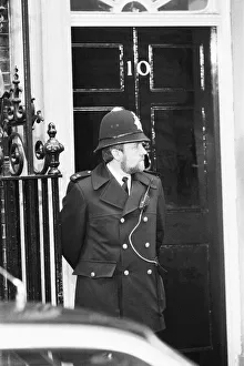 Number Prints: Police Officer standing guard outside Downing Street, London, Thursday 6th May 1982