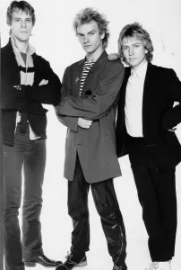 Police pop group January 1980 Pictured in Daily Mirror studio Stuart Copland