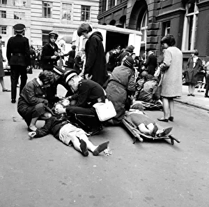 Police try to control fans in the streets of Liverpool before the premiere of The Beatles