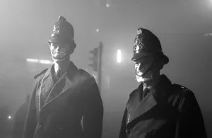 Policeman in smog mask December 1962 PC John Finn right from Snow Hill Police