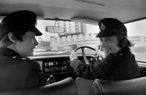 Policewomen Hazel Layne and Dorothy Elliott climbed into a 100mph police car to become