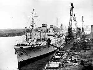 The Polish Liner Batory lies at Hebburn getting ready to make sail in 1951