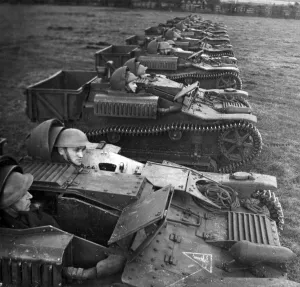 Polish tank regiment in Scotland, show various features of their work and training