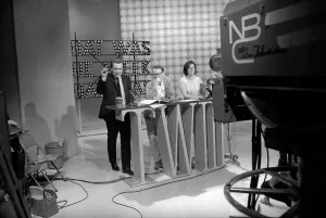 Journalism Prints: Political journalist David Frost on set in New York during his appearance on the American