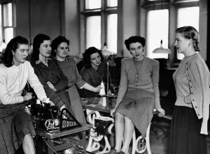 00133 Prints: Politician Dorothy Blakeley at the Pringle sweater factory in Berwick on Tweed