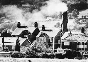 Chemicals Prints: Pollution caused from smoke fumes pouring from the chimney of a Re Chem chemical