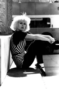 Pop diva Hazel O Connor relaxes on the George Stephenson monument