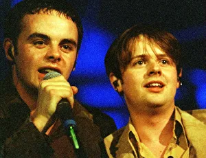 Pop duo Ant and Dec singing on stage at the Glasgow Royal Concert Hall