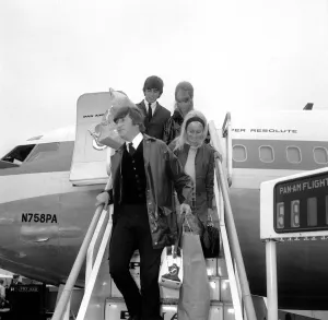 Pop Group The Beatles 26 May 1964 Two of The Beatles arrive at back at London Airport
