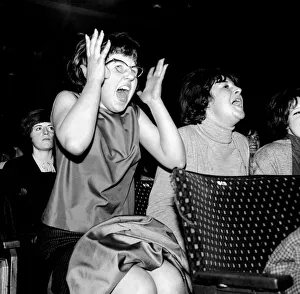 Core08 Prints: Pop Group The Beatles in Exeter November 1963 Excited school girls fans greet their idols