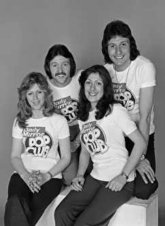 Pop group Brotherhood of Man model Daily Mirror Pop Club T-Shirts. 23rd April 1976
