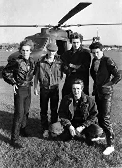 00325 Collection: Pop group Duran-Duran leave Shoreham airport near Brighton for the BBC in helicopter