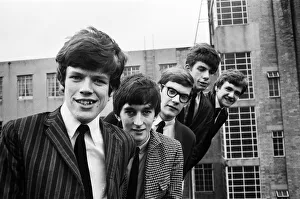 Pop group Herman and the Hermits on the roof at Ivor Court in Gloucester Place, London