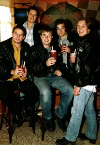 Take That pop group members are Robbie Williams Jason Orange Gary Barlow Mark Owen