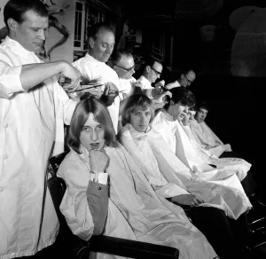Hairdressers Prints: The pop group The Primitives had their hair cut watched by millions of television