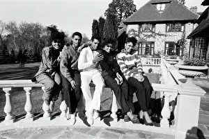 Pop group Five Star outside their new home Stone Court in Berkshire. March 1987