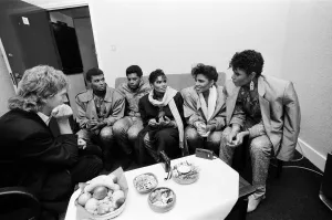 01386 Prints: Pop group Five Star pictured backstage during their concert at the Colston Hall, Bristol