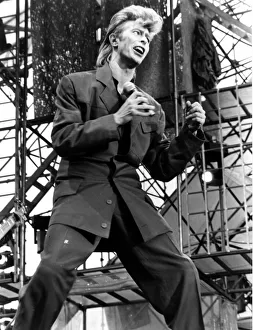 Pop Music - David Bowie pictured in concert at Cardiff Arms Park during his Glass Spider