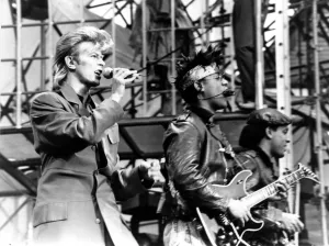 Pop Music - David Bowie pictured in concert at Cardiff Arms Park during his Glass Spider