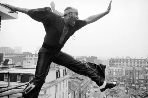 Rooftop Prints: Pop singer Carl Douglas who had a hit with the song Kung Fu fighting shows off his