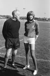 Pop singer Cilla Black paid a visit to the training ground of Liverpool Football Club