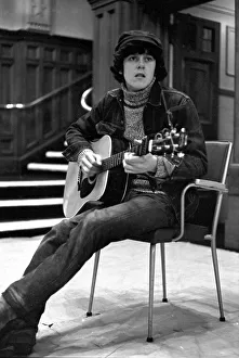 Pop singer Donovan waits in the lounge of the BBC television theatre in Shepherd