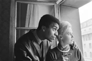 Miss World Prints: Pop singer Kenny Lynch with Elaine Miscall, New Zealand