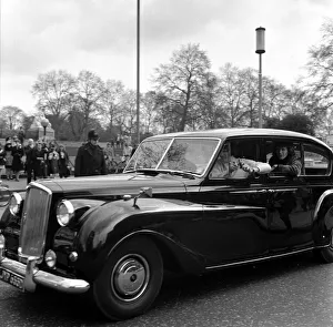 00082 Prints: Pop singers the Walker Brothers arrive at Kensington in their car before taking part in a