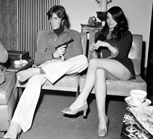 Pop star Barry Gibb, lead singer of the Bee Gees pop group pictured with his girlfriend