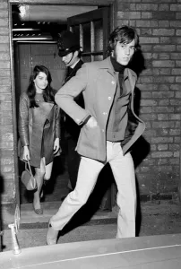 Pop star Barry Gibb, lead singer of the Bee Gees pop group pictured with his girlfriend
