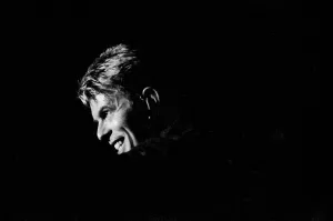 Pop star David Bowie performing on stage during a concert at The Barrowlands in Glasgow