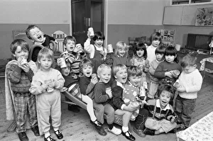 Drinks Prints: POP stars... Youngsters at the new Gledholt Methodist playgroup are seen with the soft
