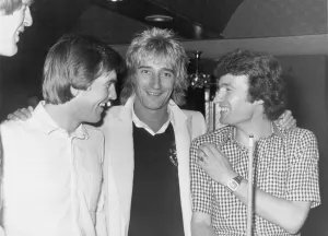 Pop-Superstar Rod Stewart called in on the Scottish World Cup Squad at their headquarters
