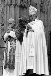 Praying Prints: Pope John Paul II with Dr Robert Runcie the Archbishop of Canterbury at Canterbury