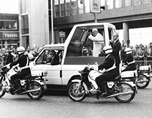 Pope John Paul II Visit to Britain 1982 The Pope waves to the crowds lining his
