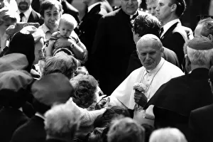 Mitre Prints: Pope John Paul II visits Britain May 1982 The pope is greeted by
