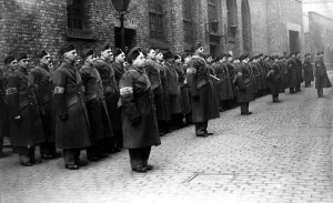 00422 Prints: Post Office members of the Home Guard on Sunday morning parade at the Orchard Street