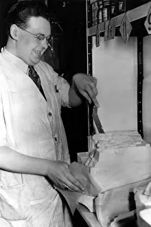 Rationing Prints: Post World War Two - Second World War - City grocery assistant, Mr William Wanup