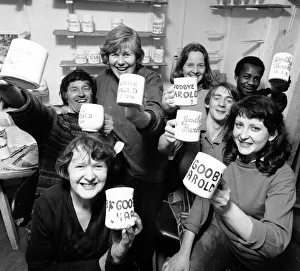Potter Bridget Appleby and the staff of the Briglin Pottery Crawford Street, Marylebone