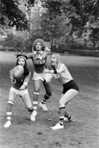 01489 Prints: Practice ahead of the rugby match between actresses and models sponsored by The Put
