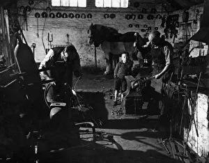 Blacksmith Prints: In pre-war days Mr C H Sexs blacksmith shop in Surrey used to make ornamental