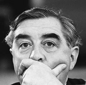 Worried Prints: Predicament: George Brown listen to Labour leader Hugh Gaitskell addressing conference