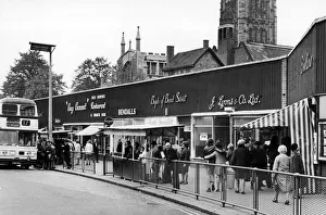 Houses And Housing Prints: Prefab shops occupy one side of Broadgate in Coventry city centre