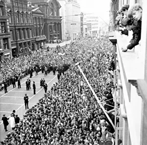 Beatlemania Prints: Premier of A Hard Days Night, crowds gather to catch sight of