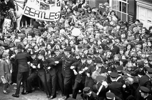Beatlemania Prints: Premier of A Hard Days Night, crowds gather to catch sight of